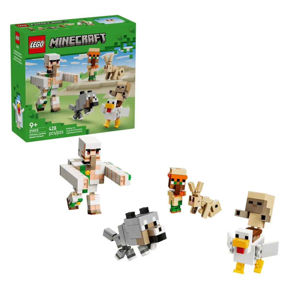LEGO Minecraft Chicken Jockey — უდაბნოს თავდასხმა 21592 — მოდელი შეფუთვასთან ერთად